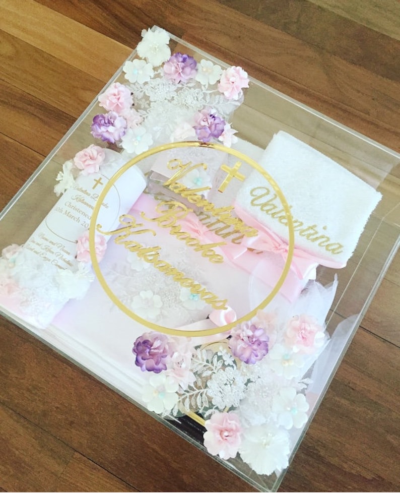 Acrylic Personalised Christening Box Greek Christening Etsy