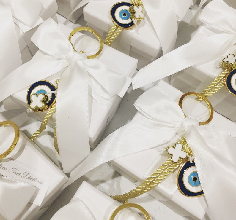 20 x Mati Favors Bomboniere,Marytika,Evil eye Christening Bomboniere Greek Baptism Greek Christening Cross Keyring Orthodox Baptism