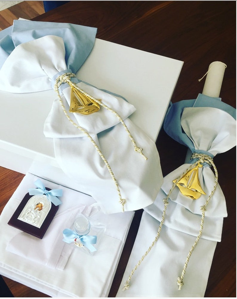 Christening Lambatha Greek Baptism Baptism Candle Nautical Etsy