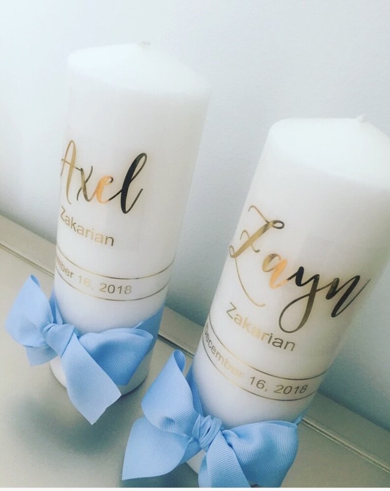 Personalised Baptism Candle Foil Baptism Candle Personalised Etsy