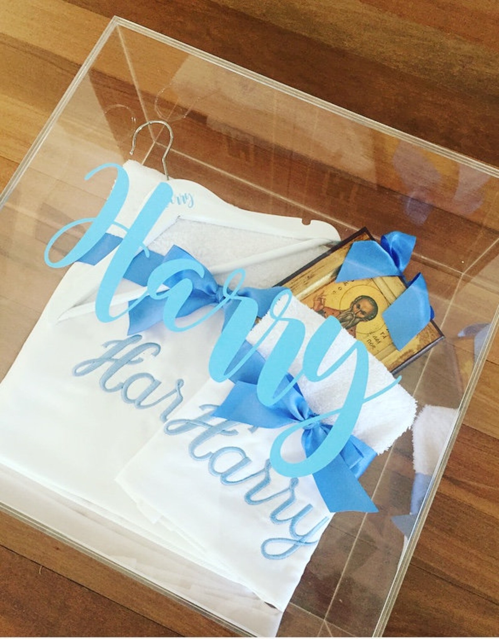 Acrylic Personalised Christening Box Greek Christening Etsy India
