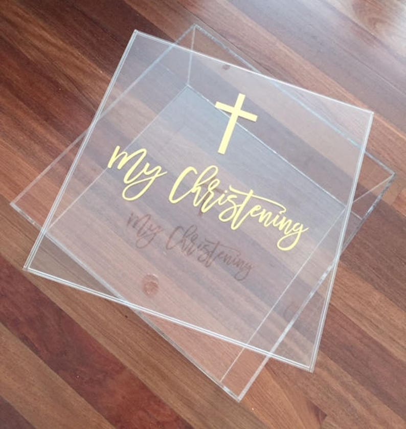 Acrylic Personalised Christening Box Greek Christening Etsy