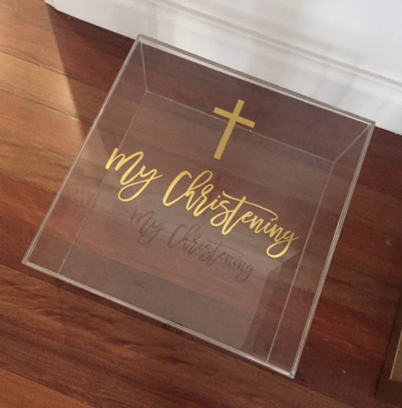 Acrylic Personalised Christening Box Greek Christening Etsy