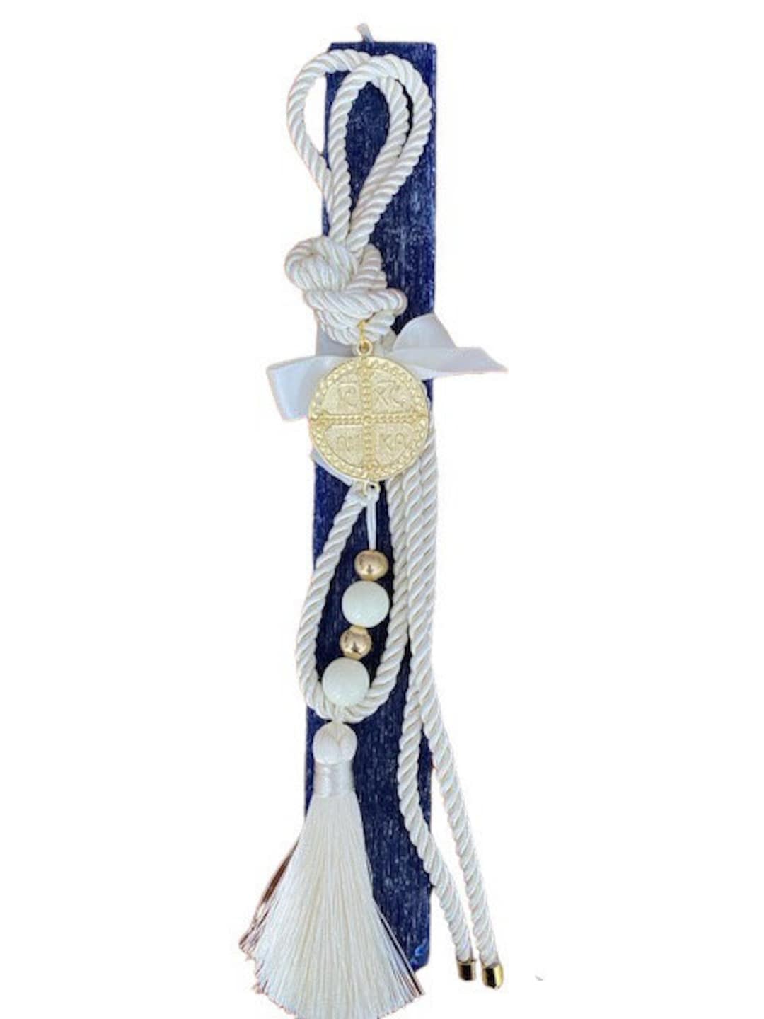 Wood Bunny (Blue) Easter Candle - Palm Sunday / Lambatha 30cm (MEDIUM)