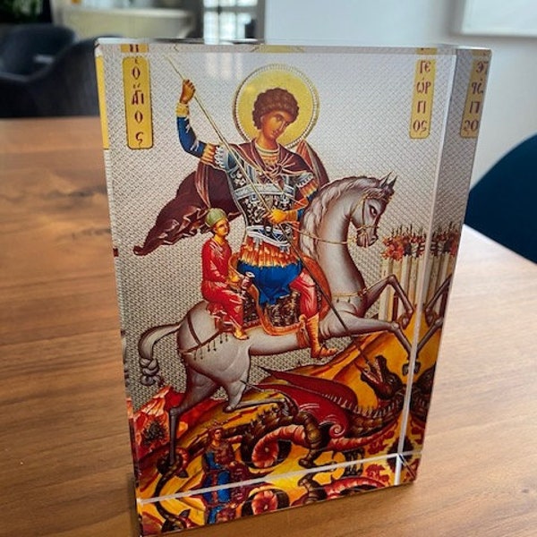 Saint St. George/Georgina  Religious Icon , Ikona, Greek Byzantine Icon , orthodox icon,Saint George ,Bomboniere, Icona, christian saint