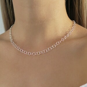 open circle chain necklace / open circle necklace / dainty circle necklace / delicate circle chain choker necklace / silver open circle gift