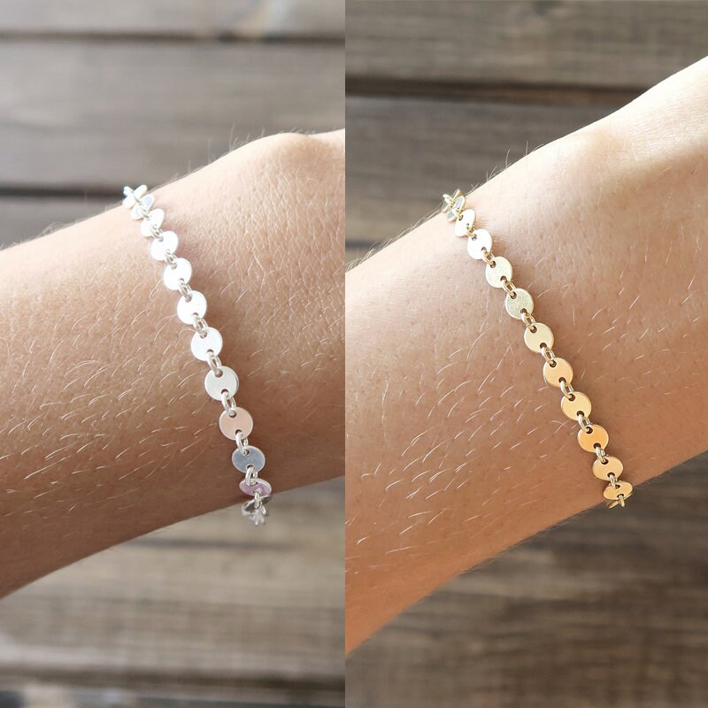 Silver Coin Bracelet / Gold Fill Coin Bracelet / Everyday Bracelet / Minimal Bracelet / Silver Gold Fill Disc Bracelet / Gifts For Her