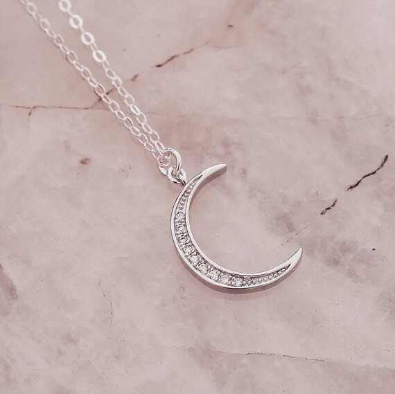 silver crescent moon necklace