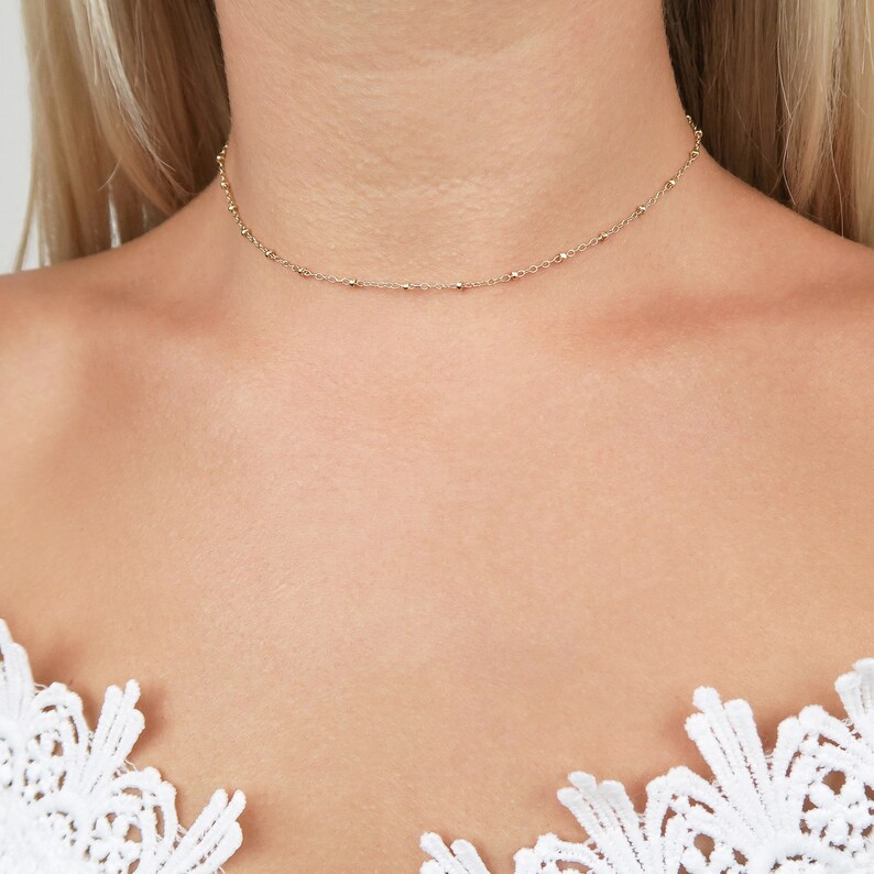 Satellite Chain Choker Satellite Choker Necklace Gold Satellite Necklace Gold Satellite Choker Gold Choker Necklace Dainty Choker