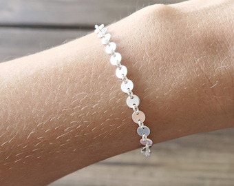 Silver Coin Bracelet / Sterling Silver Coin Bracelet / Everyday Bracelet / Minimal Bracelet / Silver Disc Bracelet / Gifts For Her / Silver