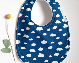 Classic baby bib blue clouds boy unisex