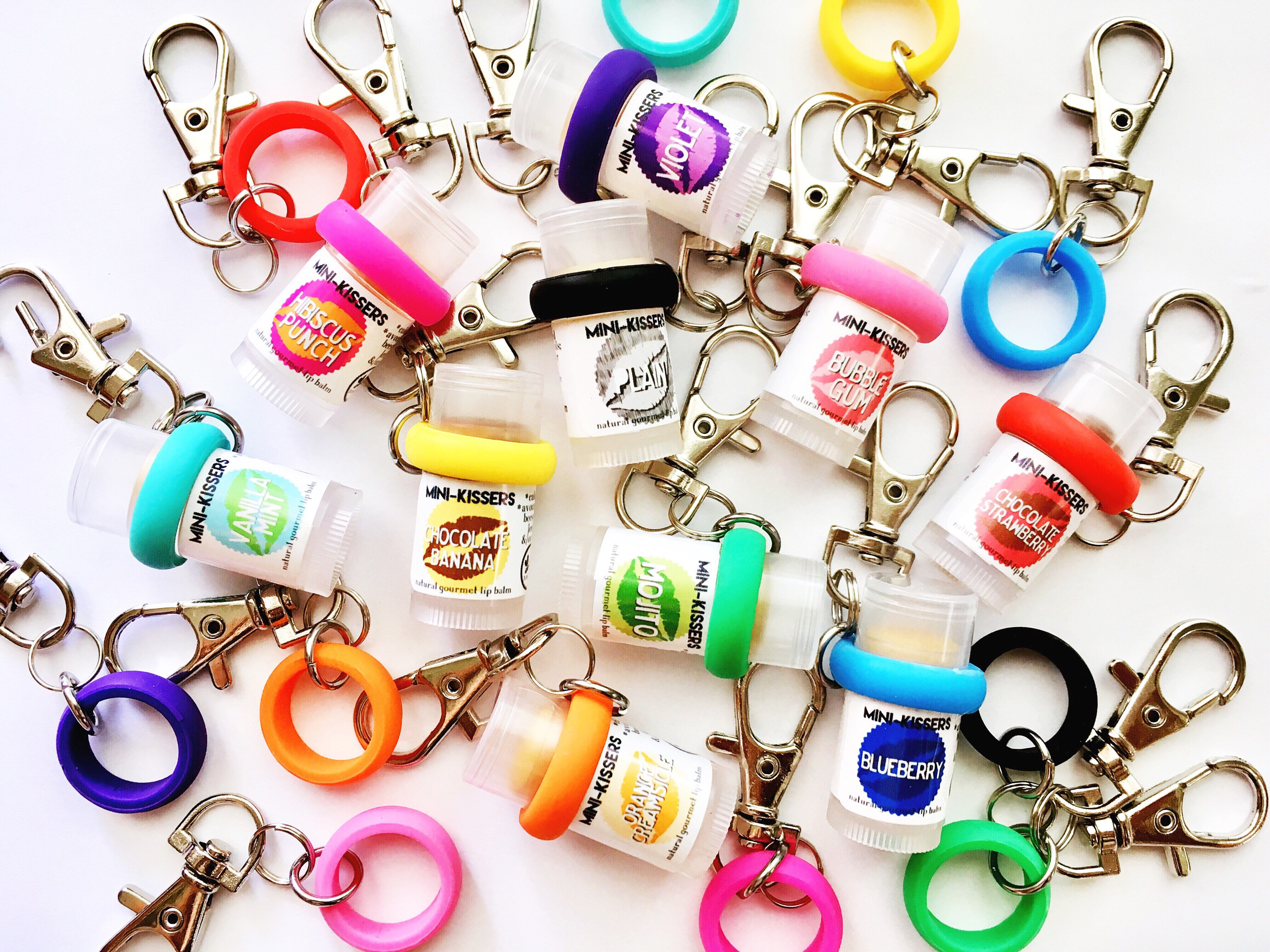BEST Lip balm holder- glitter or solid colors- Chapstick holder- lip balm  keychain- Lip balm hook-Backpack hook-Purse hook- stocking stuffer - Main Image
