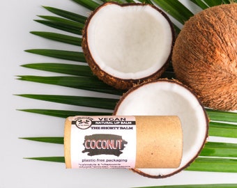 Eco Friendly Coconut Lip Balm- Vegan Natural- Plastic-free packaging- Zero waste chapstick- Earth friendly- sustainable