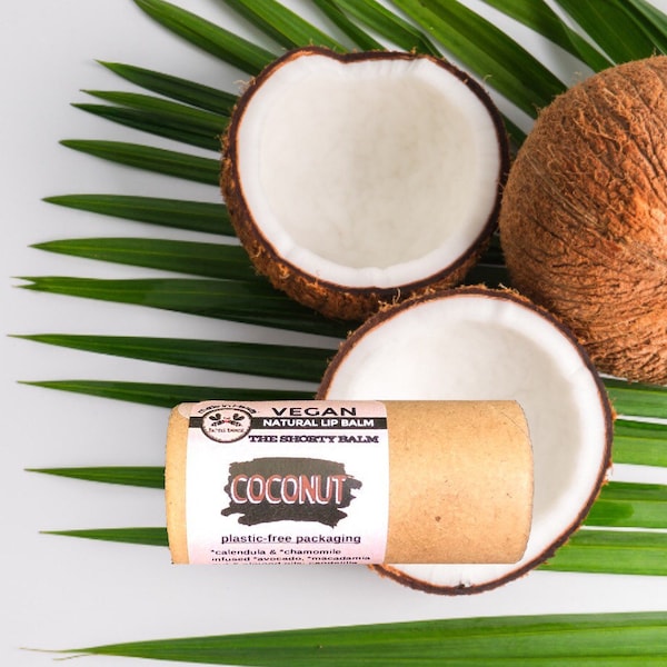 Eco Friendly Coconut Lip Balm- Vegan Natural- Plastic-free packaging- Zero waste chapstick- Earth friendly- sustainable