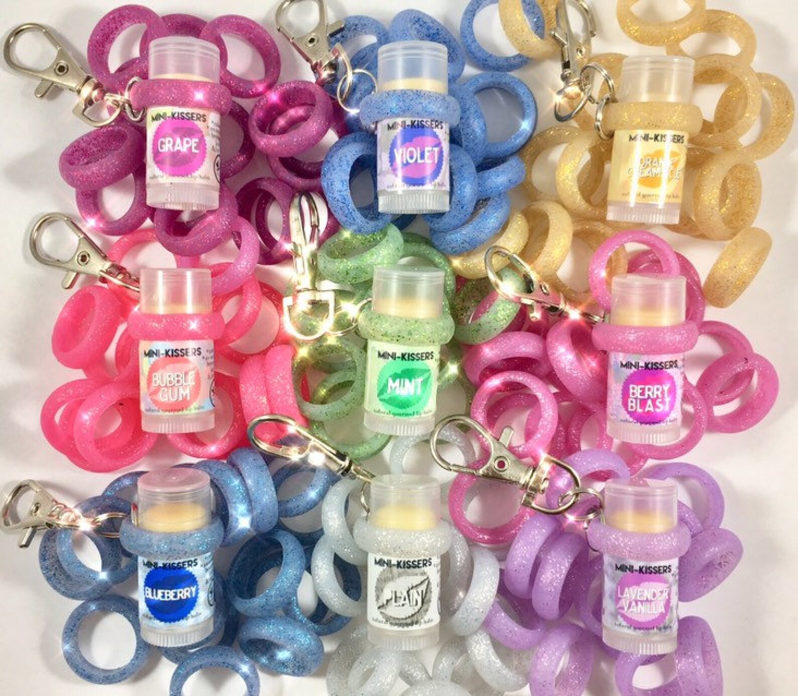 Mini lip balm and holder keychain in glitter or solid Etsy