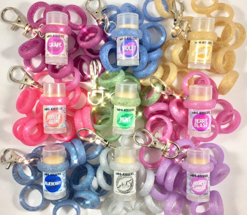 Mini Lip Balm and Holder Keychain in Glitter or Solid Etsy