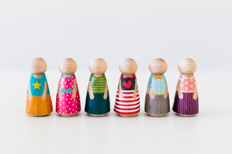 Minifolk, DIY dolls, peg dolls, cute mini dolls with clothes, sturdy toys, Children's Gifts, Printable Toys, Wooden DIY Dolls, play dolls image 5