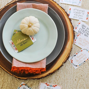 Thankful for YOU card kit. Thankful notes that double as a name card for Thanksgiving dinner. Place setting for Thanksgiving dinner