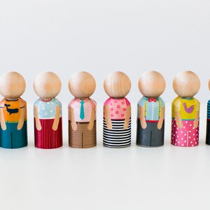 Minifolk, DIY dolls, peg dolls, cute mini dolls with clothes, sturdy toys, Children's Gifts, Printable Toys, Wooden DIY Dolls, play dolls image 4