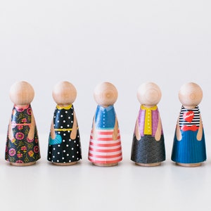 Minifolk, DIY dolls, peg dolls, cute mini dolls with clothes, sturdy toys, Children's Gifts, Printable Toys, Wooden DIY Dolls, play dolls image 2