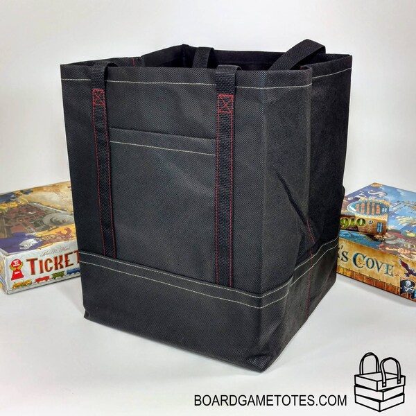 The Board Game Tote (red/olive green stitching)