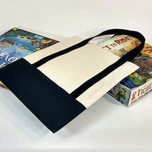 The Board Game Tote (natural and black canvas)