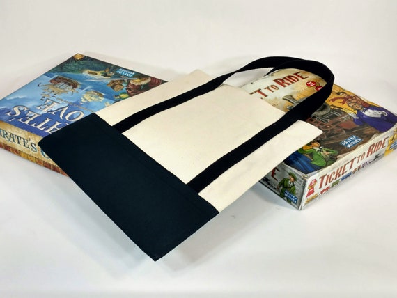 The Board Game Tote (natural and black canvas)