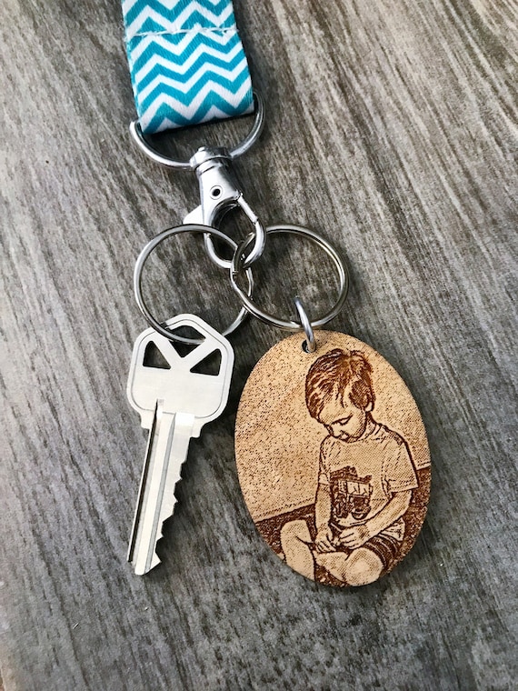 Engraved Keychain Custom Keychain Wood Photo Keychain Etsy