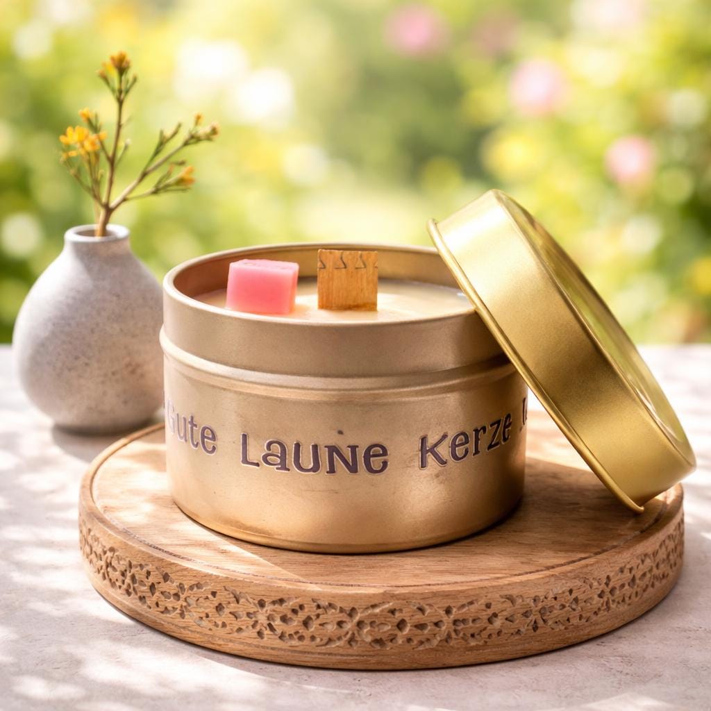 Good Mood Candle made of soy wax with wooden wick