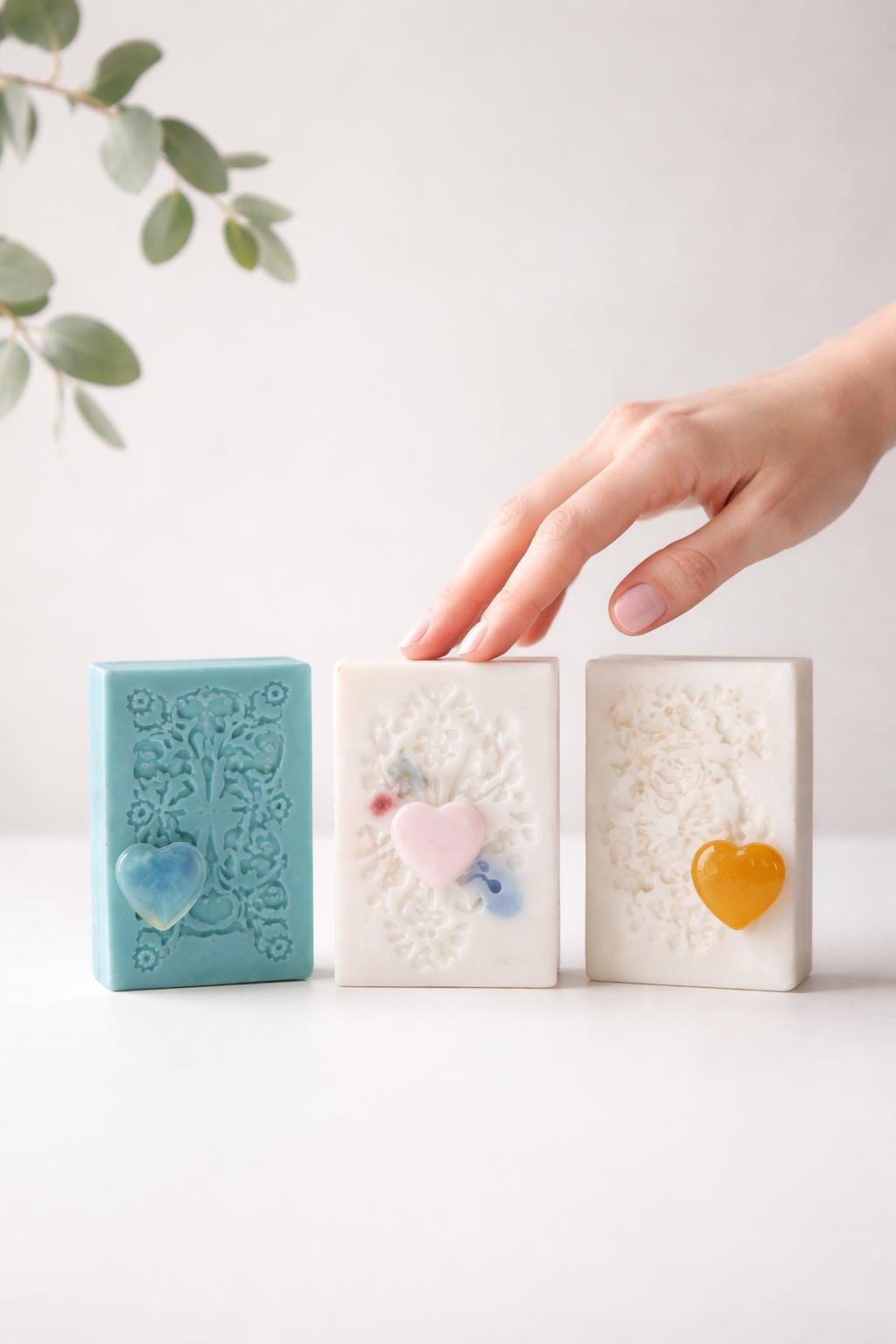 Handmade soap, 1.x, with a heart as a gemstone inside - scented soap, gift soap, small token, wellness gift
