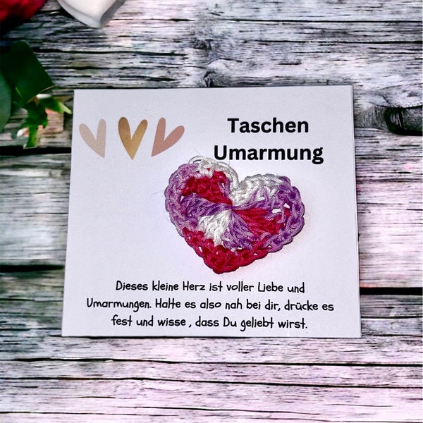 Taschen Umarmung   Deutscher Text  giveaway Mitbringsel Tröster Text kann personalisiert werden