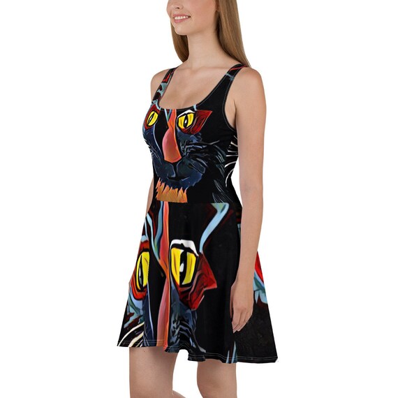cat skater dress Cat Pattern Dress, Cat Breeds Women's Skater Dress, Cute Cat Pattern Dress, Skater Dress for Women, Cat Print Dress, Cat Lover Gift