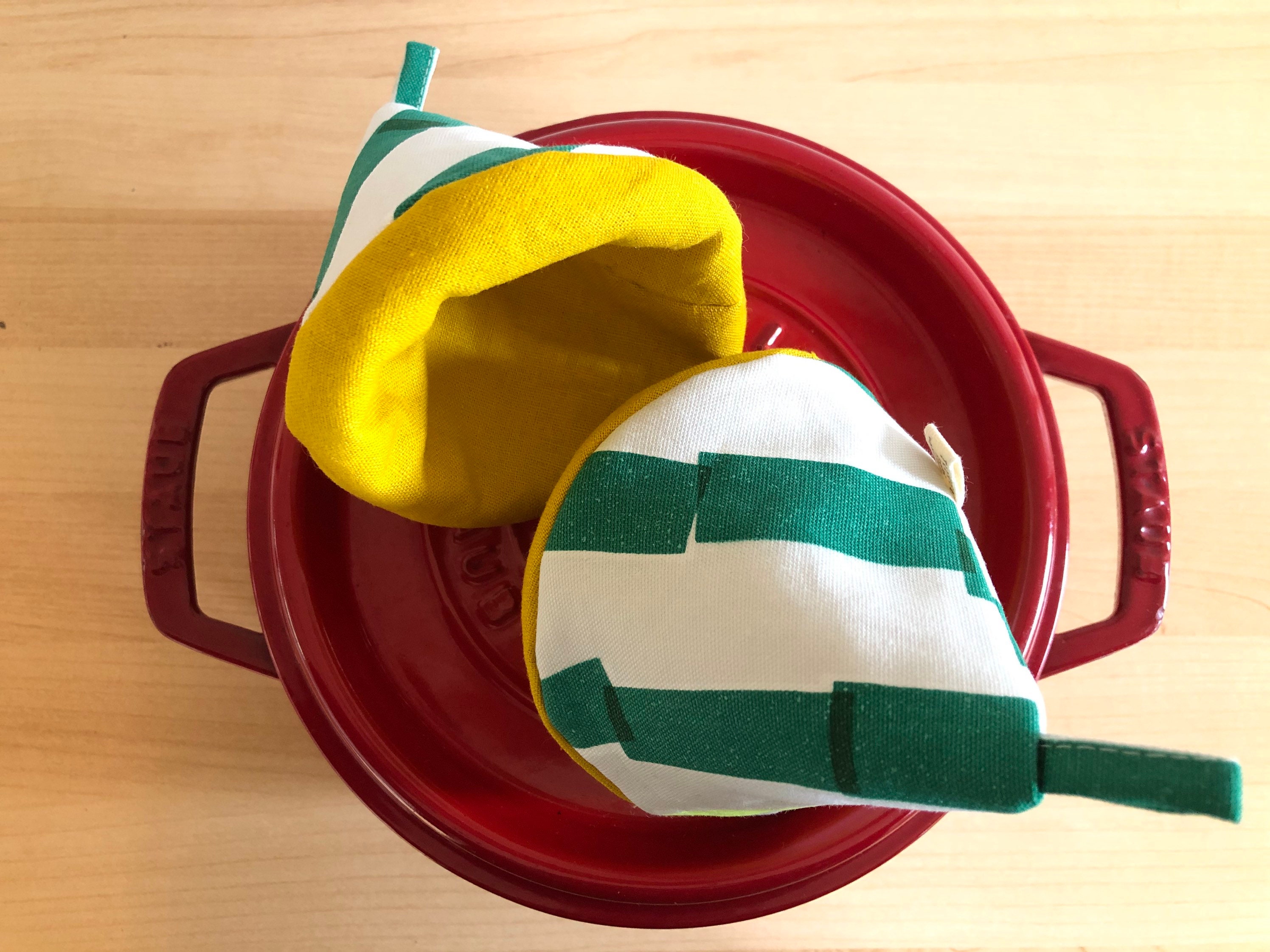 Teepee Topsunique pot holdersgreen blocks with solid mustard Etsy