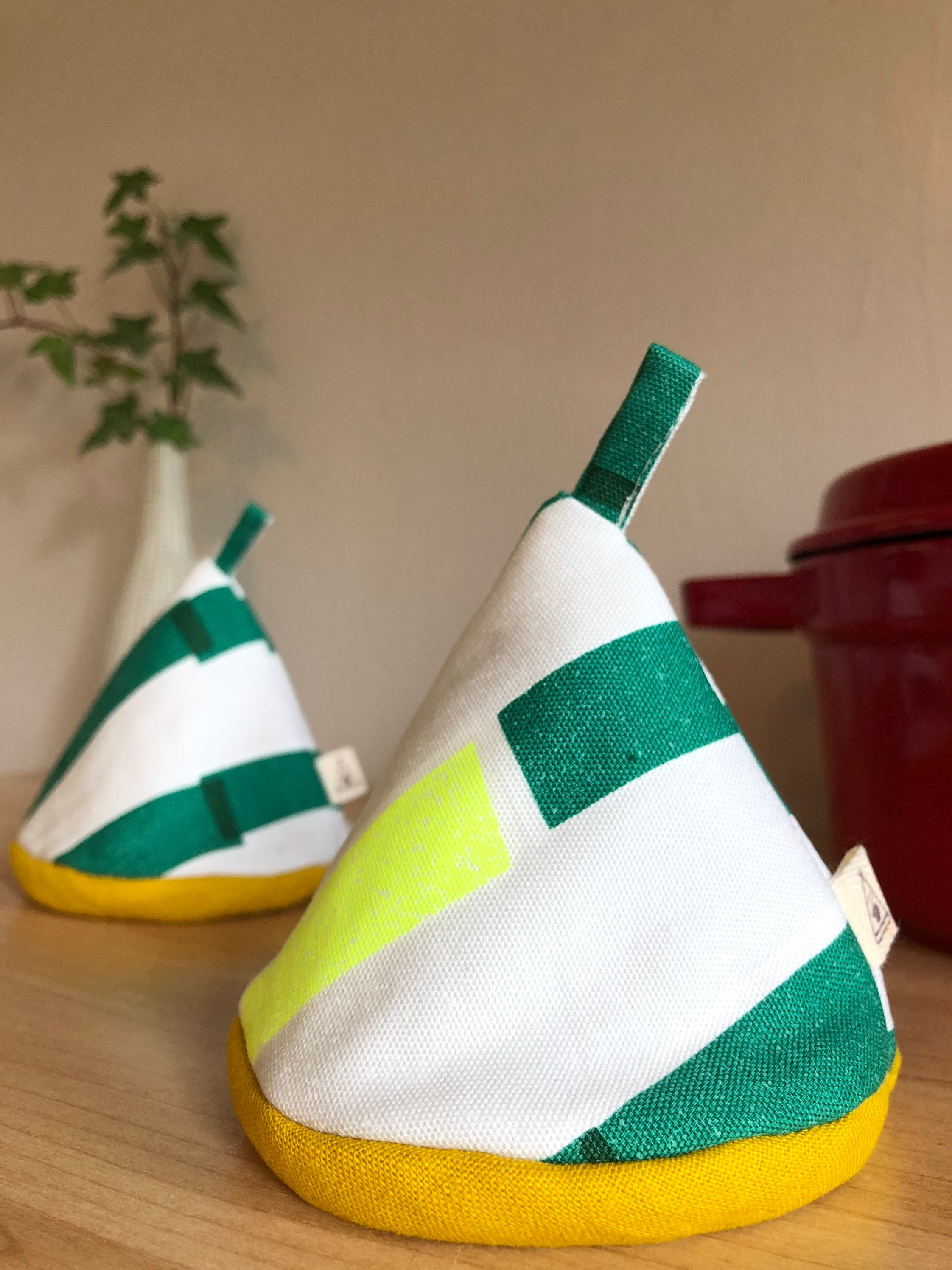 Teepee Topsunique pot holdersgreen blocks with solid mustard Etsy