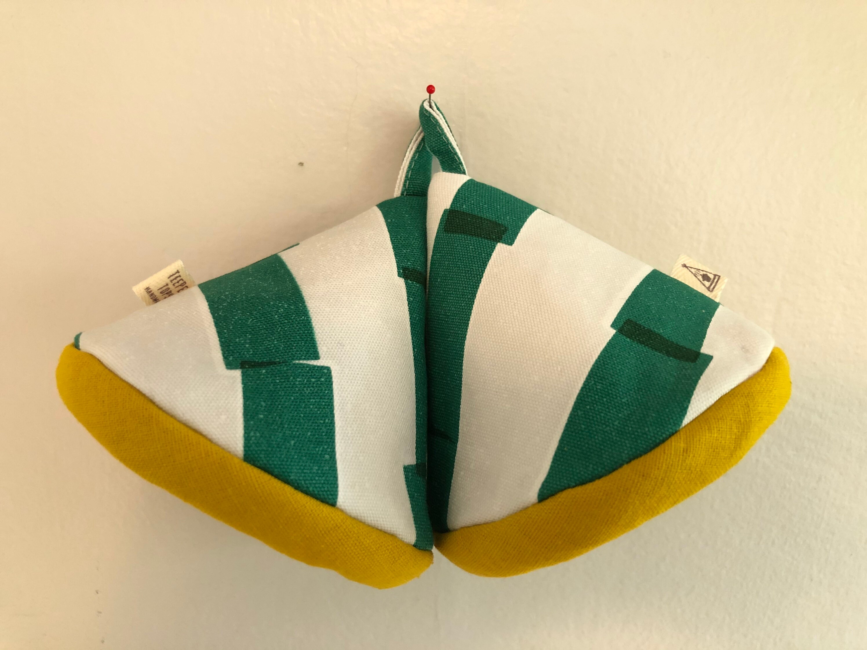 Teepee Topsunique pot holdersgreen blocks with solid mustard Etsy