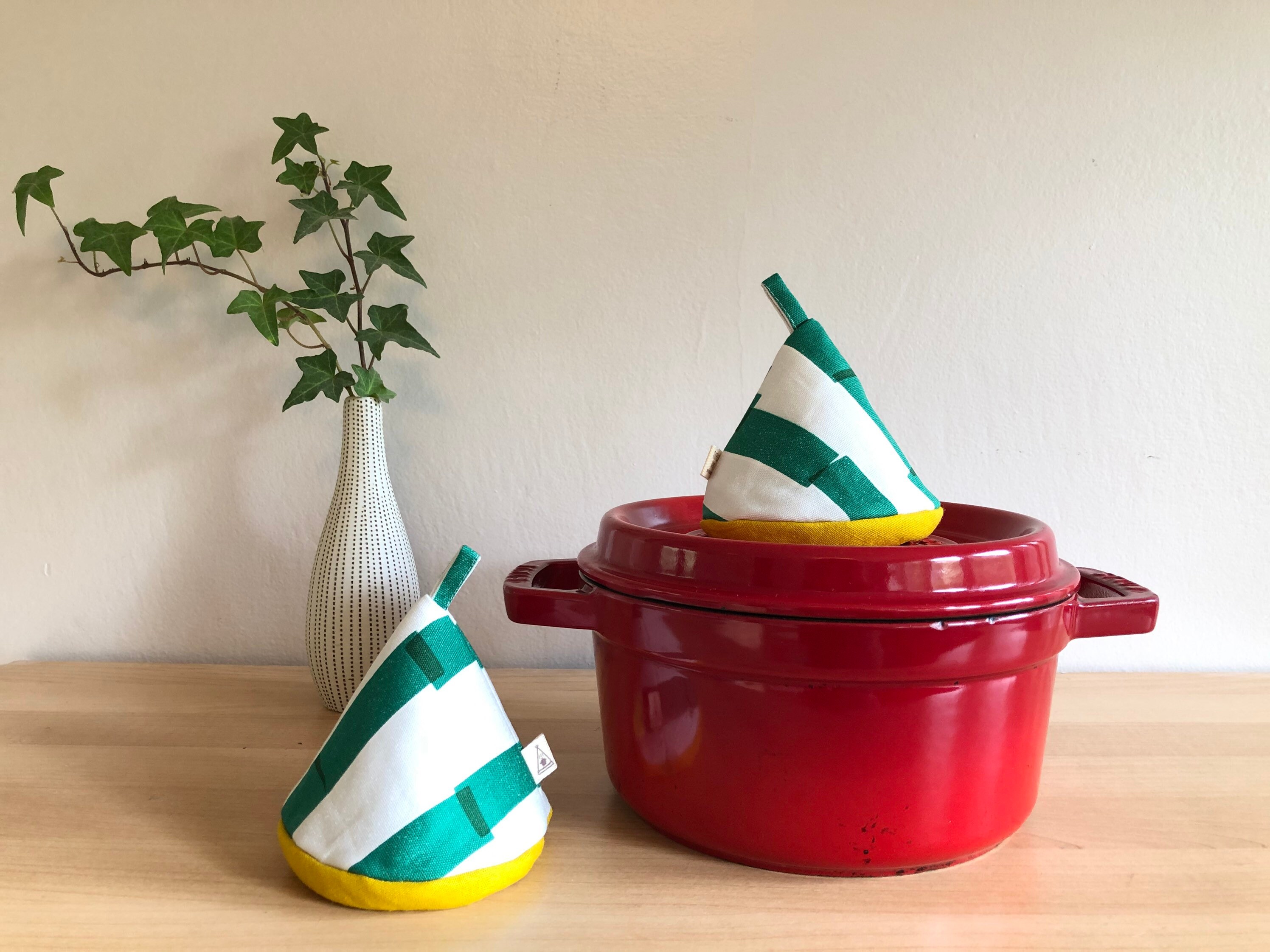 Teepee Topsunique pot holdersgreen blocks with solid mustard Etsy