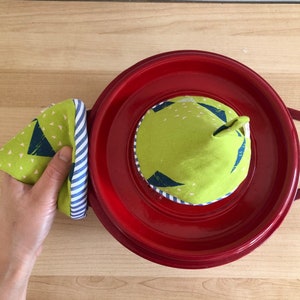 Teepee Tops-unique potholders-Triangle party with blue stripes/handmade/perfect gift