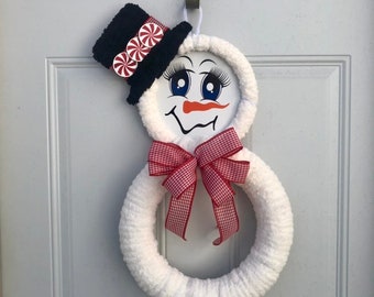 Best Winter Door Decor, Snowman Wreath, Winter Door Wreath, Thin Snowman Wreath, Holiday Decor