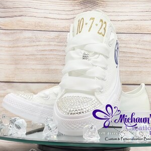Custom Bling Wedding Converse Sneakers: Rhinestone Bridal Chucks