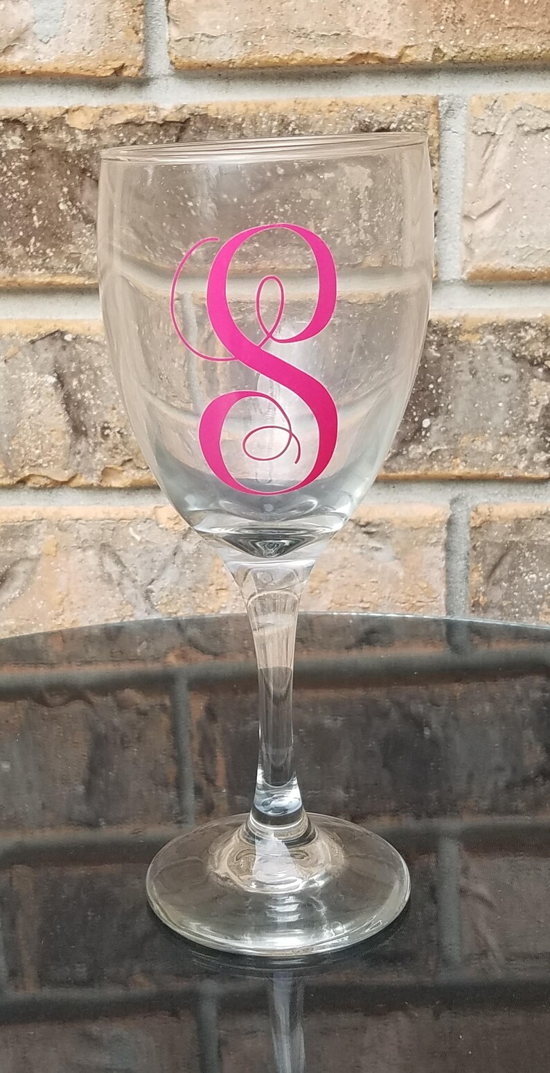 Single Initial Wine Glass