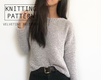 KNITTING PATTERN || Velvetine Pullover | Beginner friendly velvet garter stitch sweater pattern