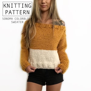 Knitting Pattern || Sonoma Colorblock | Chunky Sweater || Colorblock Off the Shoulder Pullover