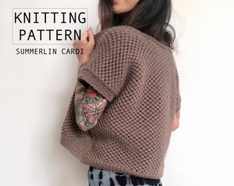 KNITTING PATTERN || Summerlin Cardi | Beginner Lace Stitch Cropped Summer Cardigan