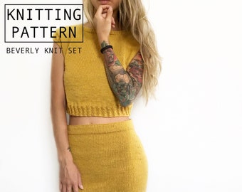 Knitting Pattern | Beverly Knit Set | Knit Top and Skirt Set | Co-ord Set