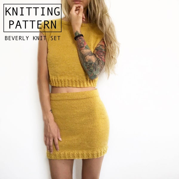Knitting Pattern | Beverly Knit Set | Knit Top and Skirt Set | Co-ord Set