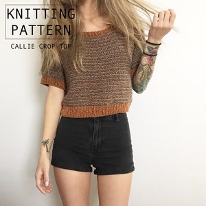 KNITTING PATTERN Callie Crop Top Knit Shirt Knit Blouse image 1