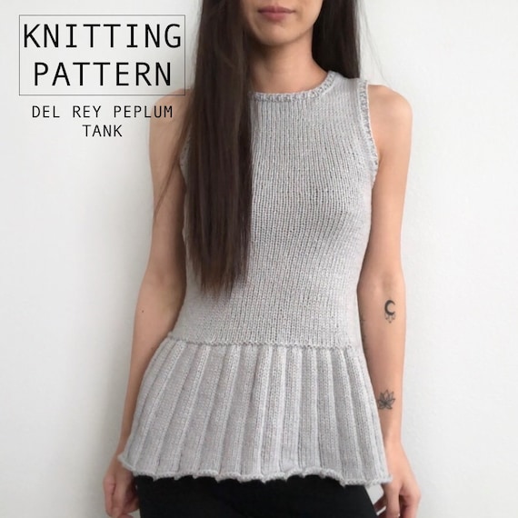 Knitting Pattern || Del Rey Peplum | Seamless Peplum Knit Tank for