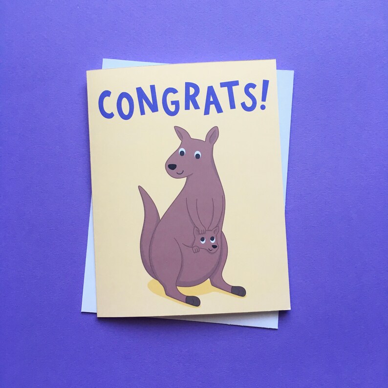 Download Kangaroo And Joey Baby Congratulations Card Paper Party Supplies Greeting Cards