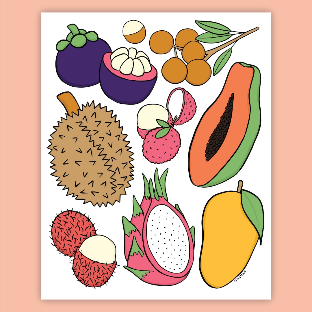Asian Fruit Print | Cooking Food South East Asian AAPI Poster - Etsy