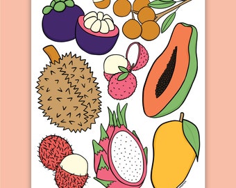 Asian Fruit Print | Cooking Food South East Asian AAPI Poster